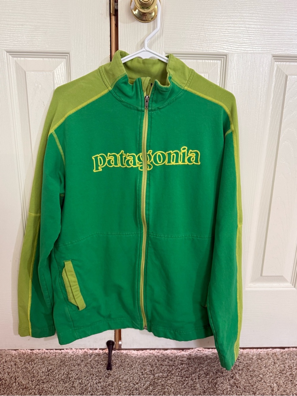 Vintage Patagonia Threebull Organic Cotton Fleece Full Zip Sweatshirt Green L